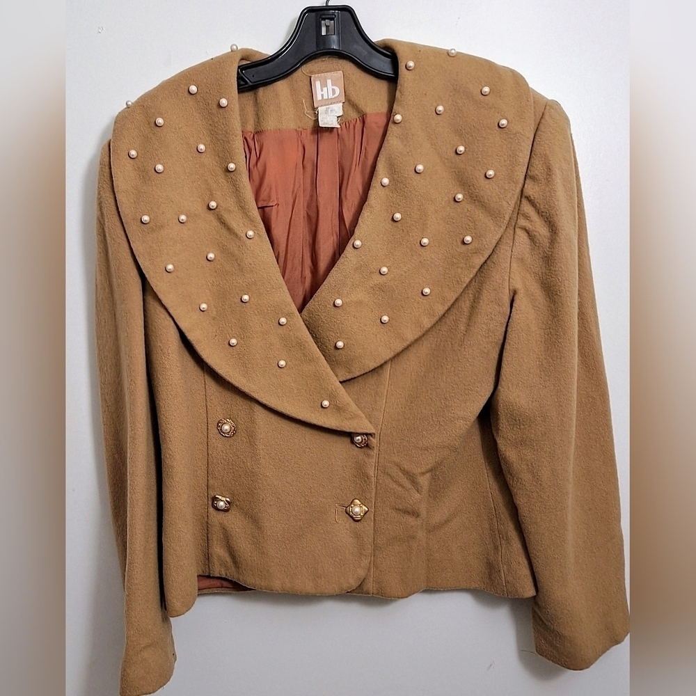 Vintage Novelty Couture Wool and Pearl Beaded Jacket